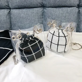 

Women's bag 2020 transparent small square bag shoulder bag diagonal bag jelly bag small bag