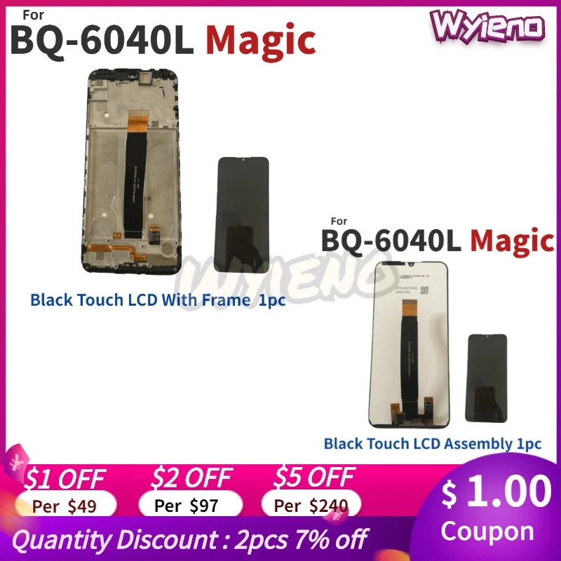 Wyieno 6.09 in Black Sensor For BQ Mobile BQ-6040L Magic 6040L LCD Display Touch Screen Glass digitizer Sensor Assembly Frame