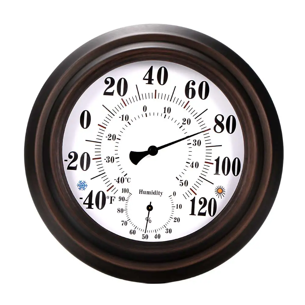 Thermometer Hygrometer Wall Metal Decorative Big Hanging Hygrometer Round Beautiful Thermometer For Room Kitchen Patio