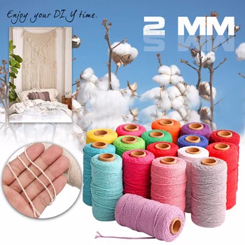 

91.5m Cotton Cord Rope Crafts Macrame Artisan String Solid Color Cotton Yarn Rope Home Textiles Durable Do Not Fade Cotton Rope