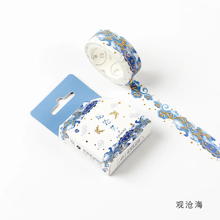 Парчовая серия бронзовая Васи бумажная лента руководство альбом дневник DIY декоративные наклейки - Цвет: Blue Wave