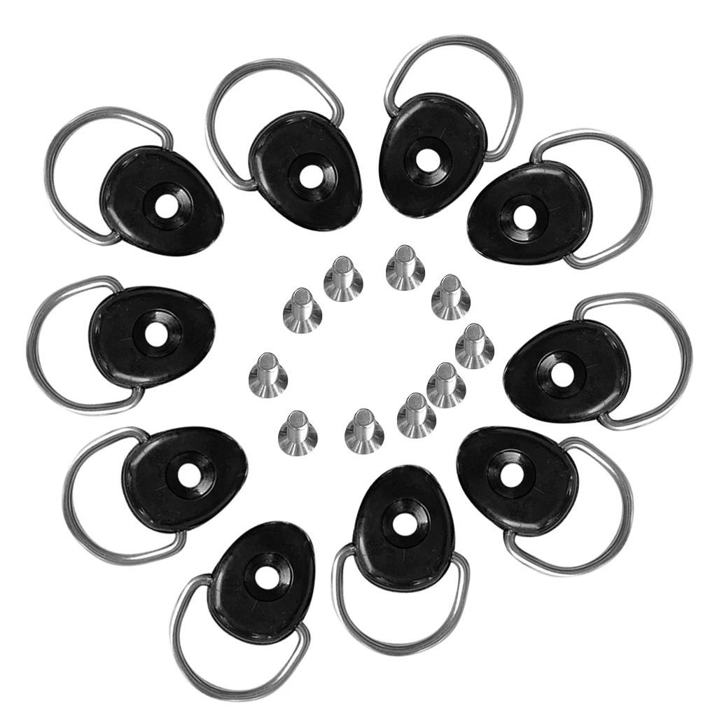 10 Pieces 3.5'' Kayak D Ring Tie Down Loop Screw Deck Fitting Hardware