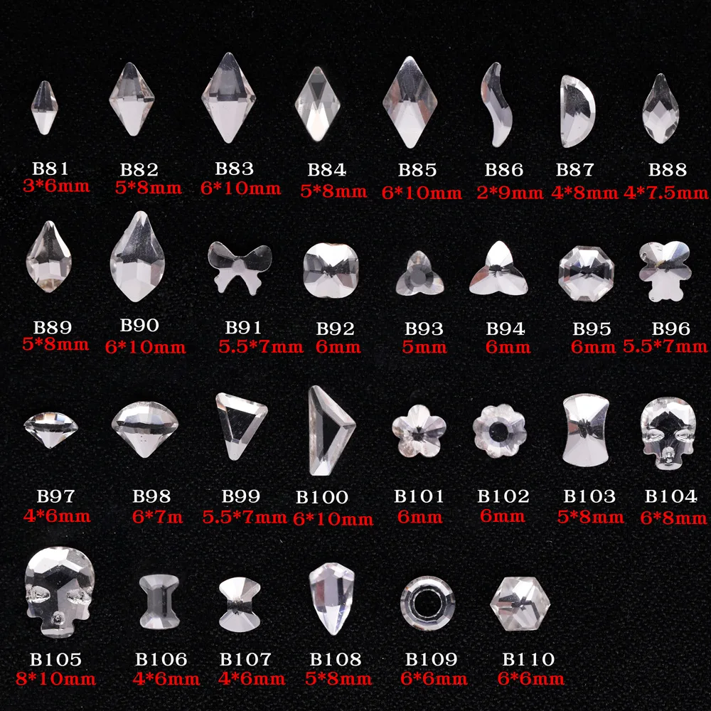 

100pcs/Bag Multi Shape Crystal nail supplies for professional Rhinestone Super Glitter Strass Rhinestones For Nail Art art