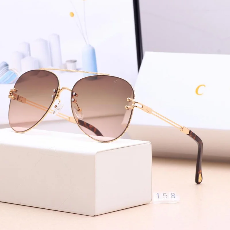 New Sunglasses Women Brand Designer SunGlasses Gradient Shades clear Lens Ladies Metal lace frame Eyeglasses UV400 6 colors - Lenses Color: 3 no box