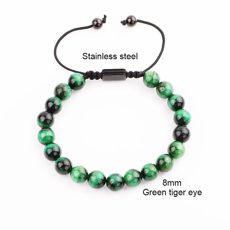 New Men Bracelet Natural Stone Green Tiger Eye Beads Simple Design Friendship Macrame Bracelet Men Jewelry Gift