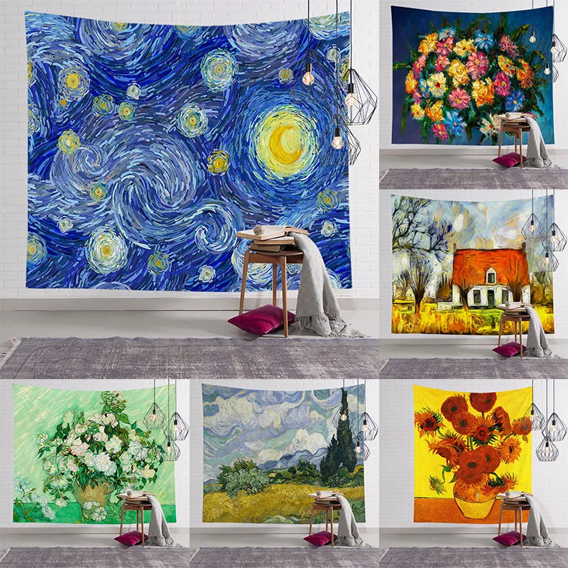 

Oil Painting Tapestry Bedside Hanging Cloth Background Cloth Bedroom Decoration Cloth Net Red Anchor Macrame Wall Hanging