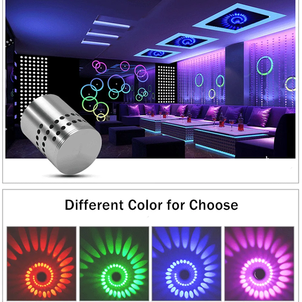 wall lamps for living room Modern Minimalist Spiral Hole Wall Light RGB Light Effect 3W Aluminum Wall Lamps For Party Bar Living Room KTV Home Decoration led wall lights indoor