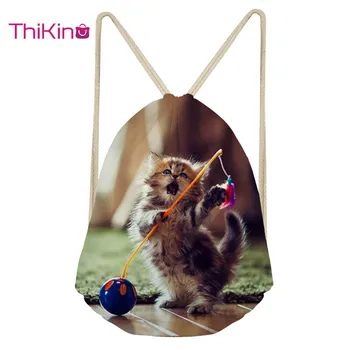 

Thikin Cat Casual Sack Drawstring Bag for Boys Cute Pet Travel Backpack Toddler Softback Lady Beach Mochila DrawString Bag