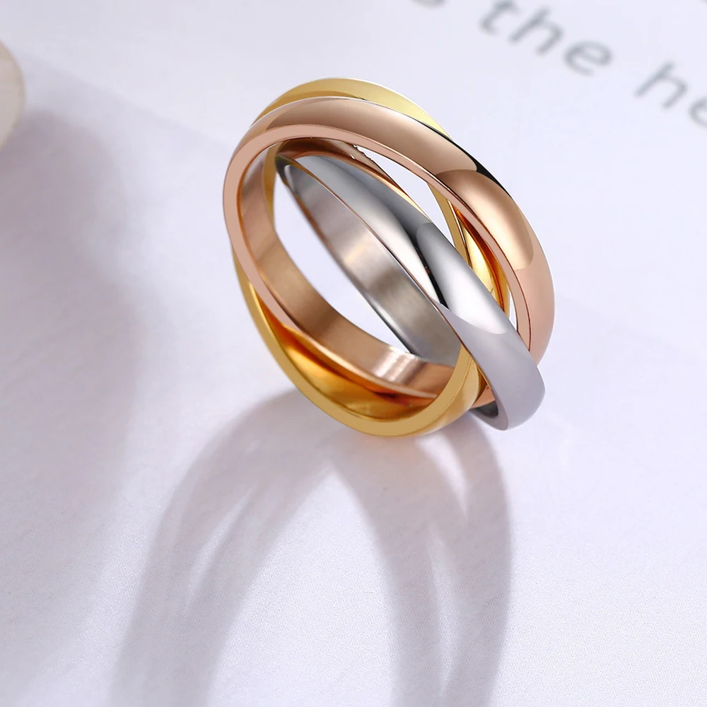 Customize Jewelry 3 Finger Ring Sets For Women Stainless Steel Wedding Engagement Ring Personalized Wholesale - Image 5