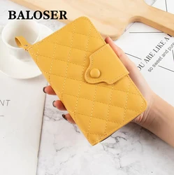 Women Luxury Leather Long Wallet High Capacity Pure Color Credit Card Holder Purse Bifold Clutch Bag