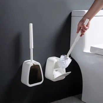 

Wall Mouted PP Toilet Brush with Base Holder Toilet Cleaning Brush Holder Set Bath Cleaning Tool Bathroom Accessories
