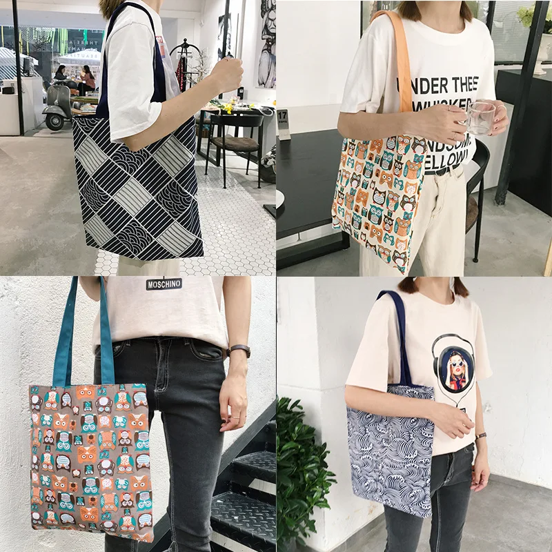 

Холщовая Двусторонняя тканевая сумка на одно плечо из хлопка и льна, экологически чистая хозяйственная сумка, Хлопковая Сумка-тоут