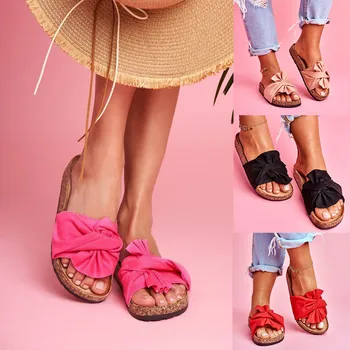

Women Bow Summer Sandals Slipper Indoor Outdoor Ladies Casual Summer Bowknot Comfy Slip On Slippers chaussure femme 2020 @30