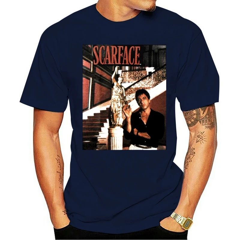 Scarface Statue Stairs Slim Fit T-shirt | Мужская одежда