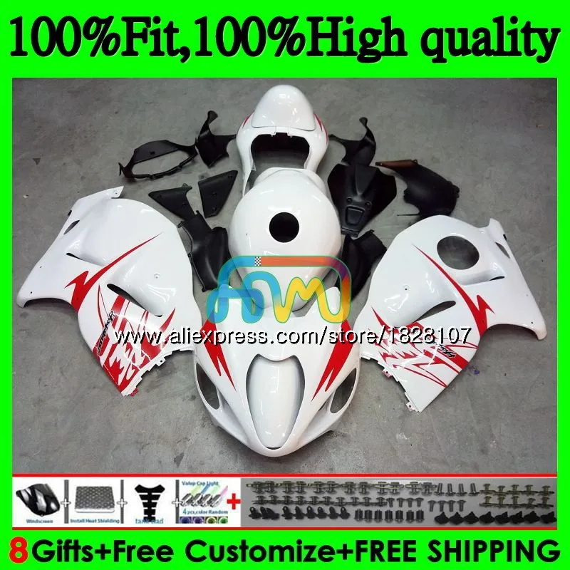 Инъекции для SUZUKI Hayabusa GSXR 1300 GSXR1300 08 13, 14, 15, 16 лет 57BS. 157 глянцевый белый GSX-R1300 2008 2013 обтекатель