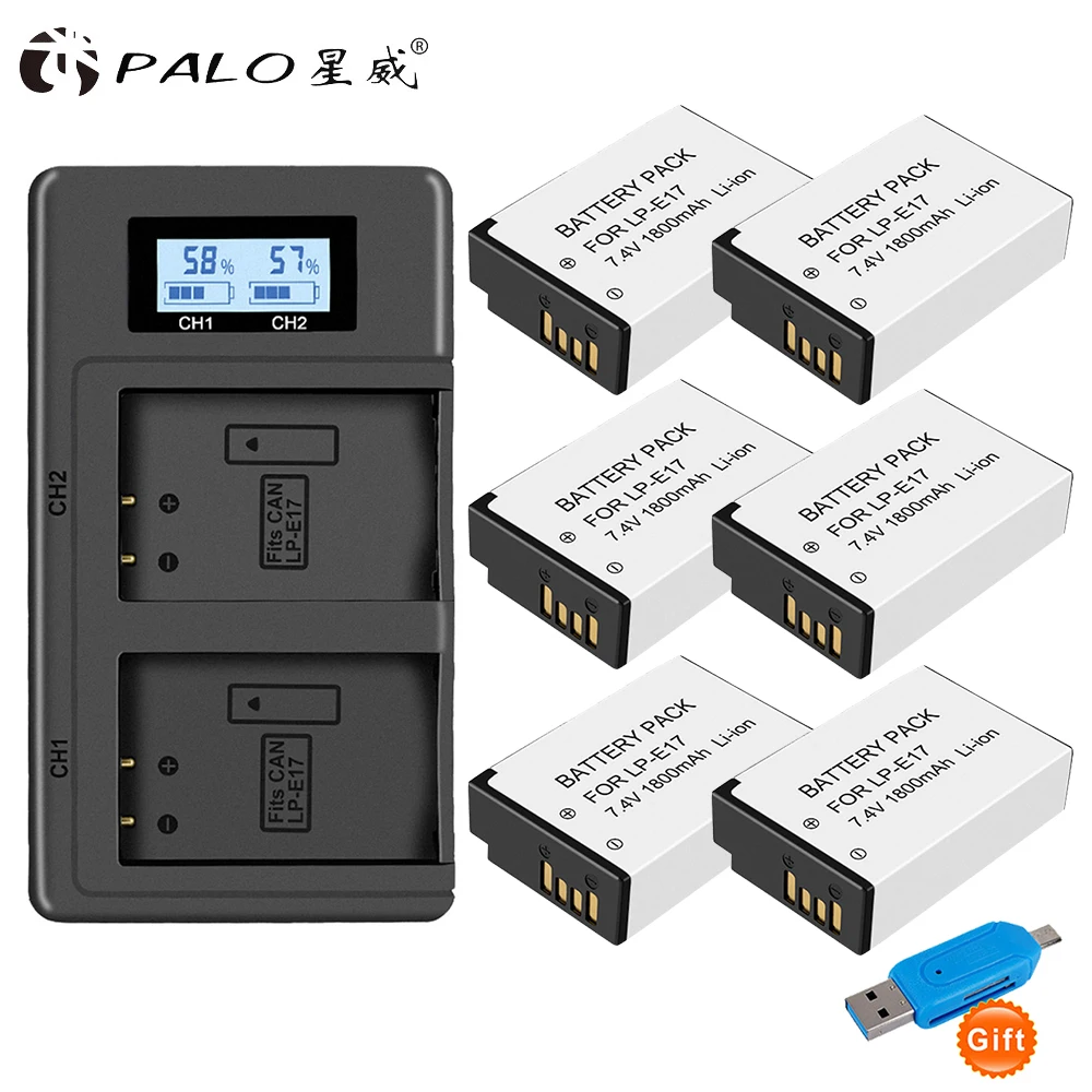 coin cell battery LPE17 LP E17 LP-E17 E17 Battery+LCD USB Charger for Canon EOS RP 200 250D M3 M5 M6 750D 760D T6i T6s 800D 8000D 77D Kiss X8i battery power pack Batteries