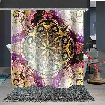

Shower Curtain Colorful Circle Flower 71" X 79" Extra Long Thicken Waterproof Curtain for Bathroom Decor Set with 12pcs Hooks