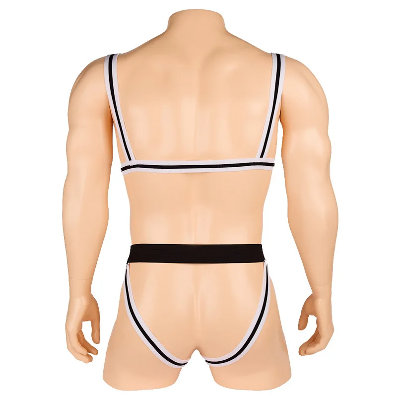 Muscle Men Open Butt Erotic Waiter Teddies Bodysuit Singlet Suspender Thong Bow Tie Underwear Lingerie