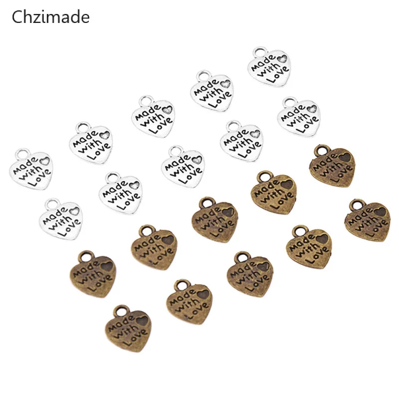 

Lychee Life 50Pcs/lot Handmade Metal Labels Printed Made With Love Tag Labels For Diy Sewing Accessories