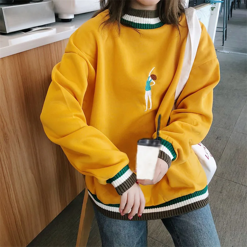 

Fashion Moletom Autumn Winter Womens Fleece Loose Sweatshirts Hoodies Korean Ulzzang Harajuku Cartoon Kawaii Pullover Sweatshirt