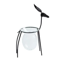 Промо-акция! Кованое железо олень культура цветок стеклянный контейнер цветочный прозрачный цветочный горшок бутылка м