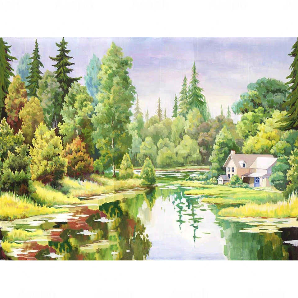 Nature Scenery Village Landscape 5D Diy Full Square and Round Diamond Painting Embroidery Cross Stitch Kit Wall Art Home Decor 