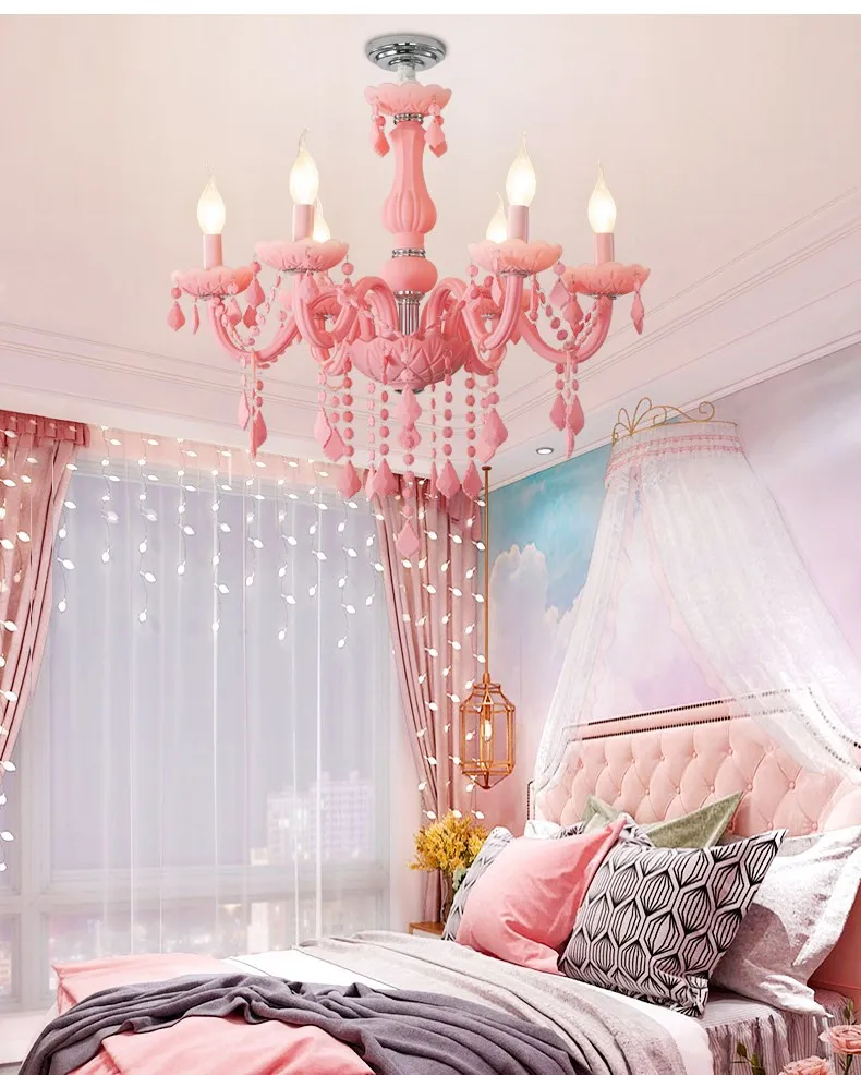 Современная детская комната, спальня с люстрами, детская принцесса, Подвесная лампа для дома, розовая Люстра для девочек