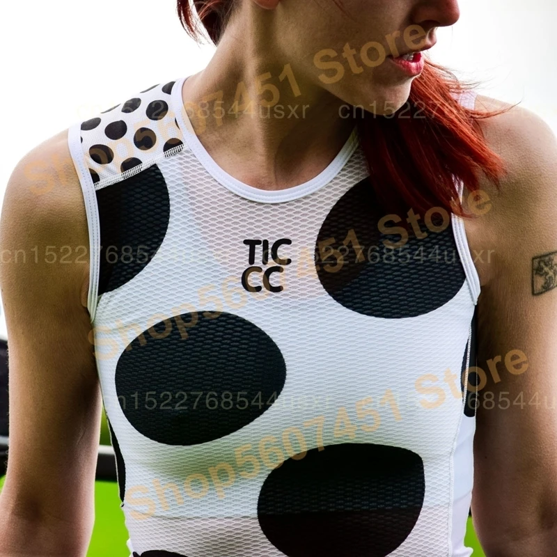 

Team RC Cycling Baselayer Women Polka Dot Cycle Underwear Pink And Black Mesh Polyester Sportwear Capa De Base De Malla