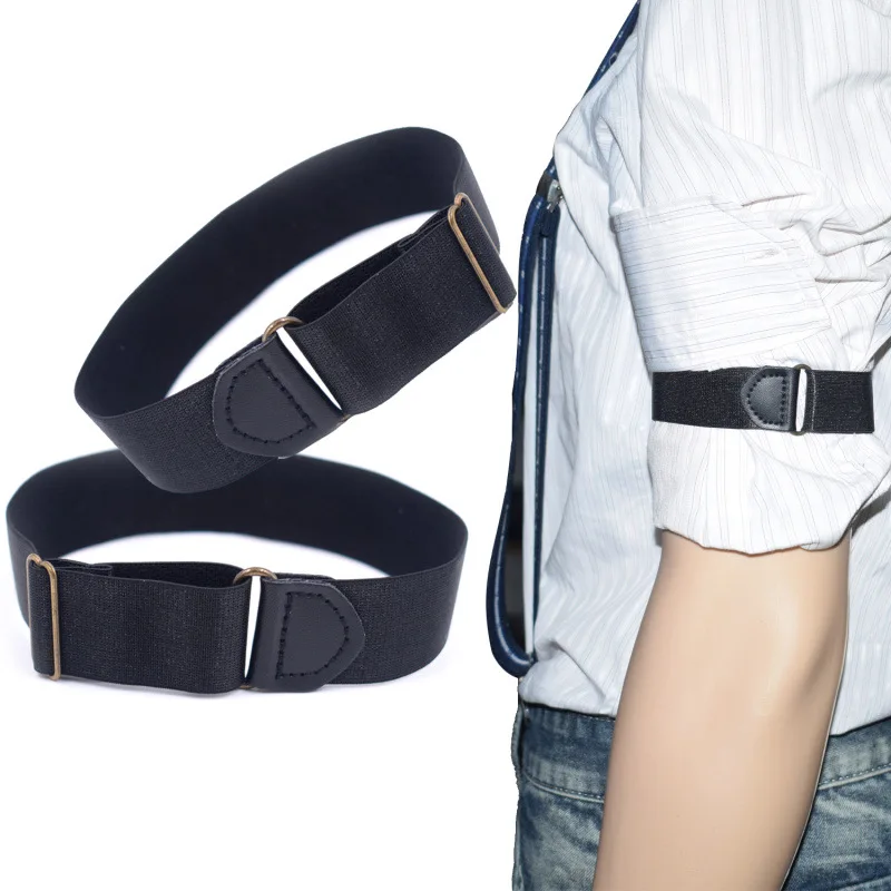 

2pcs Mens Groom Shirt Sleeve Holder Metal Non-slip Strap Elastic Stretch Armband