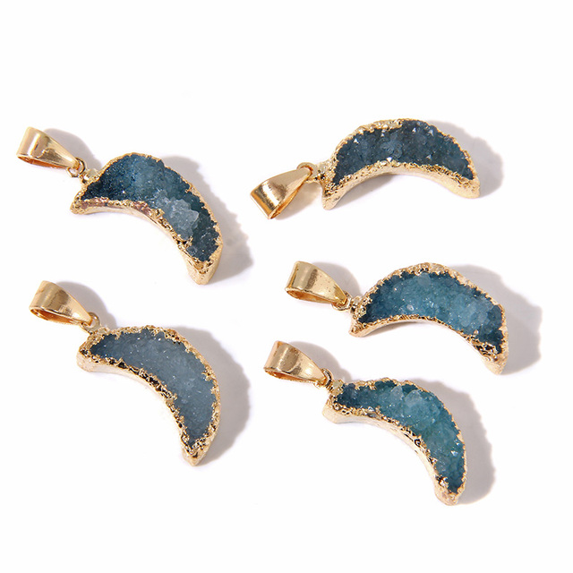 Druzy Stone Pendants Irregular Crystal Winding Pendant Agates Quartzs Aventurine Amethysts Charms For Necklace Jewelry