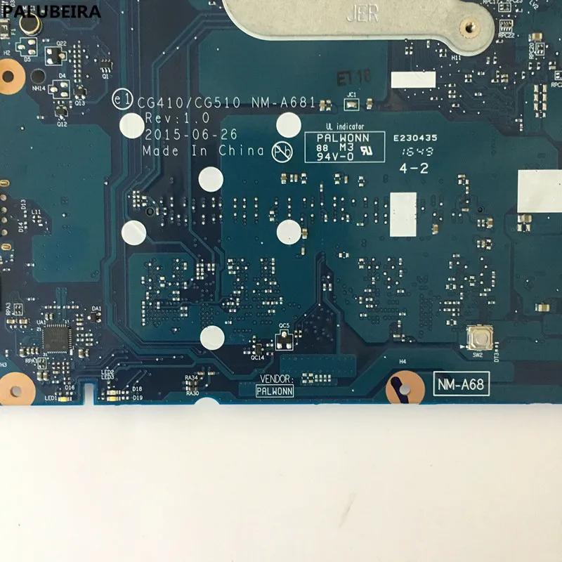 PALUBEIRA материнская плата для ноутбука lenovo Ideapad 100-15IBY 100-15IBD материнская плата CG410/CG510 NM-A681 SR240 3825U DDR3L полностью протестирована