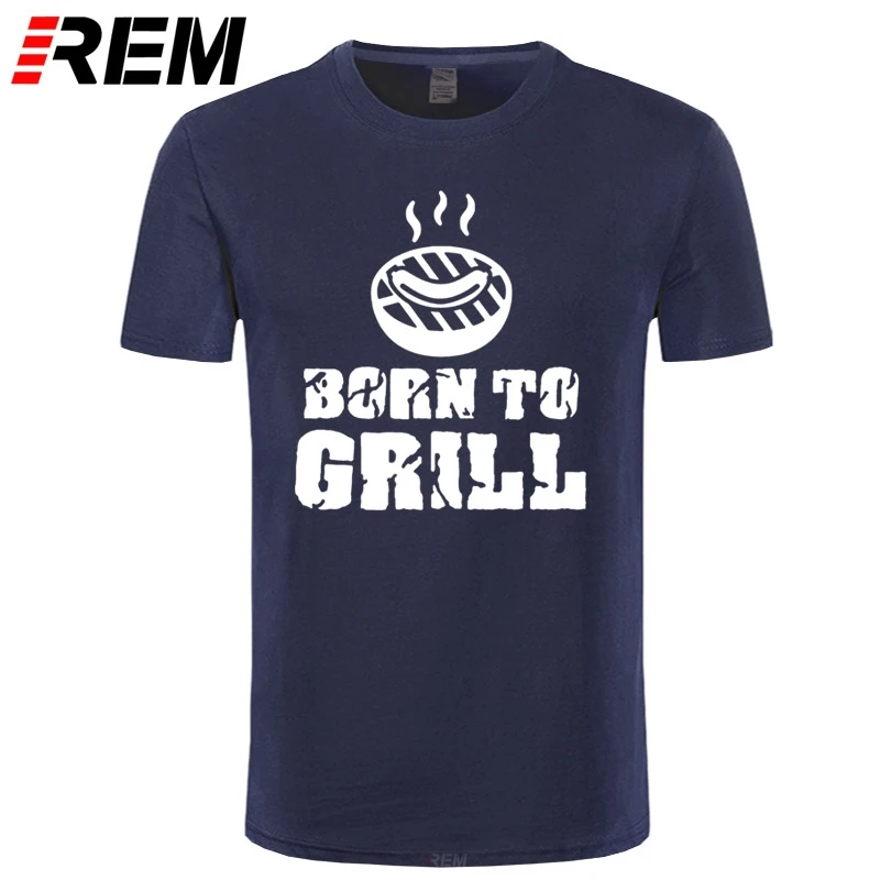 

Summer New Pure Cotton Hip Hop Born To Grill BBQ T-shirt Boy Barbecue Novelty Design Camiseta Printing T shirt Plus Size