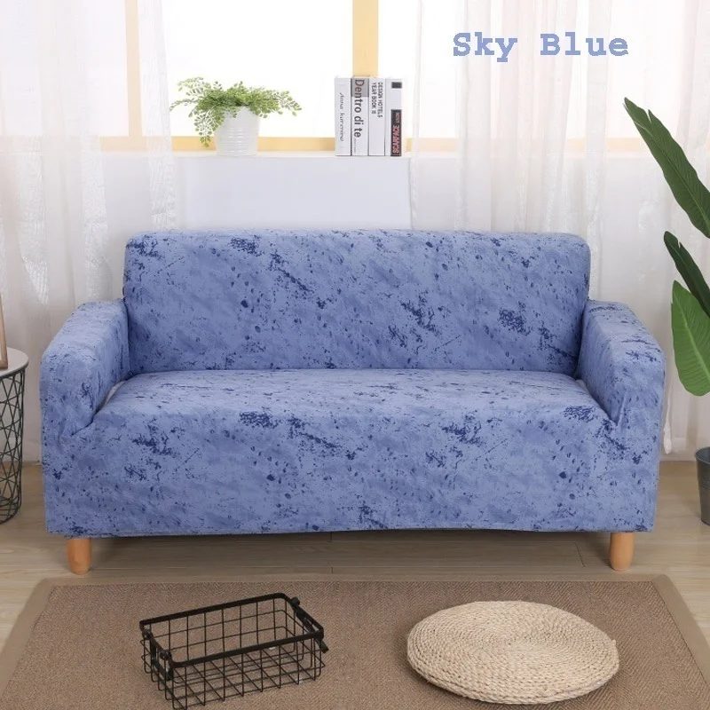 sky blue 8 Color Elastic Sofa Slipcover 1/2/3/4 Seater Washable Couch Protector Soft Polyester Fabric Indoor Furniture Decor - Цвет: sky blue