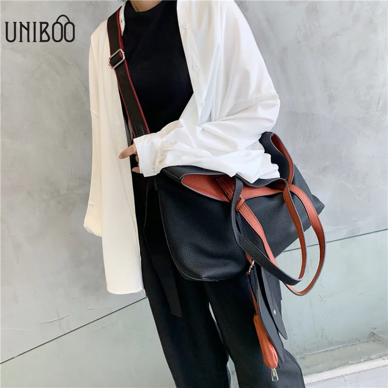 

lady big size double sided red black tote handbag for women large capacity luxury niche design two shoulder strapes bag