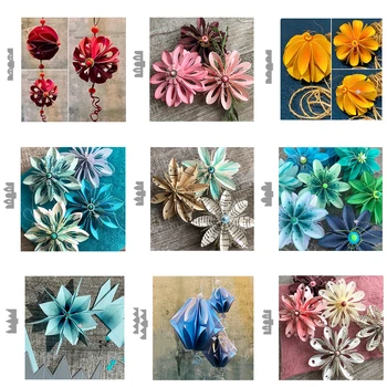 Troqueles de corte de metal para manualidades, troqueles de corte, molde de varias flores plegables para álbum de recortes, molde de cuchillo para manualidades, plantillas de punzón de hoja