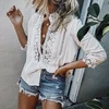 AYUALIN deep v neck lace blouse shirt women tops vintage splice lace autumn blouses boho beach femme blusas casual plus size ► Photo 1/2