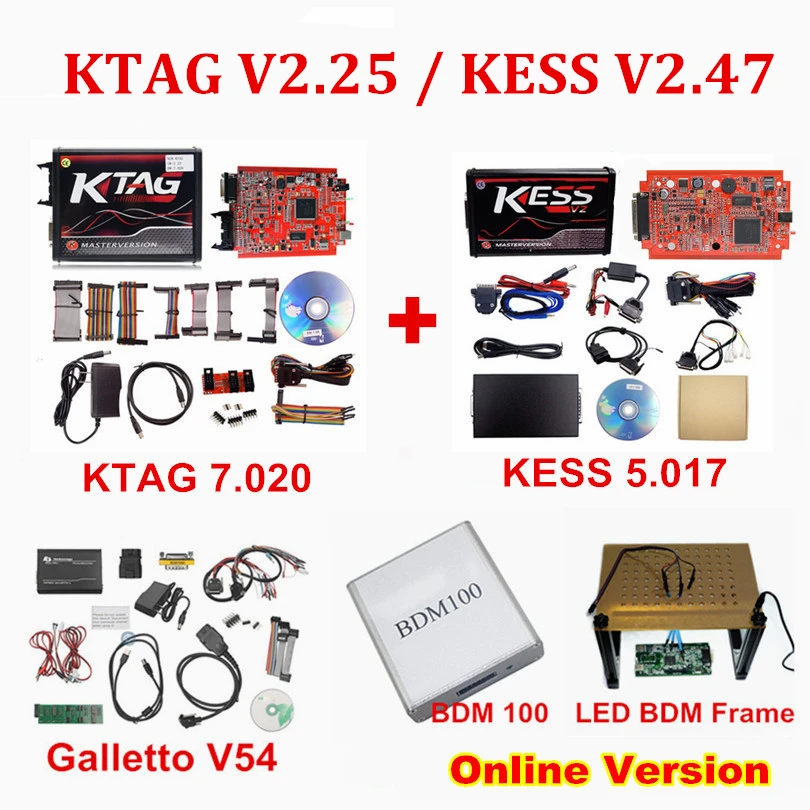 Лучший программатор ECU без маркера лимитированный красный PCB Ktag V7.020 + Kess V2 V5.017