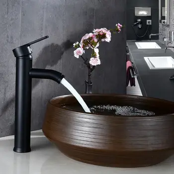 

Black Stainless Steel Paint Faucet Bathroom Basin Sink Faucet Hot Cold Mixer Tap Y98E