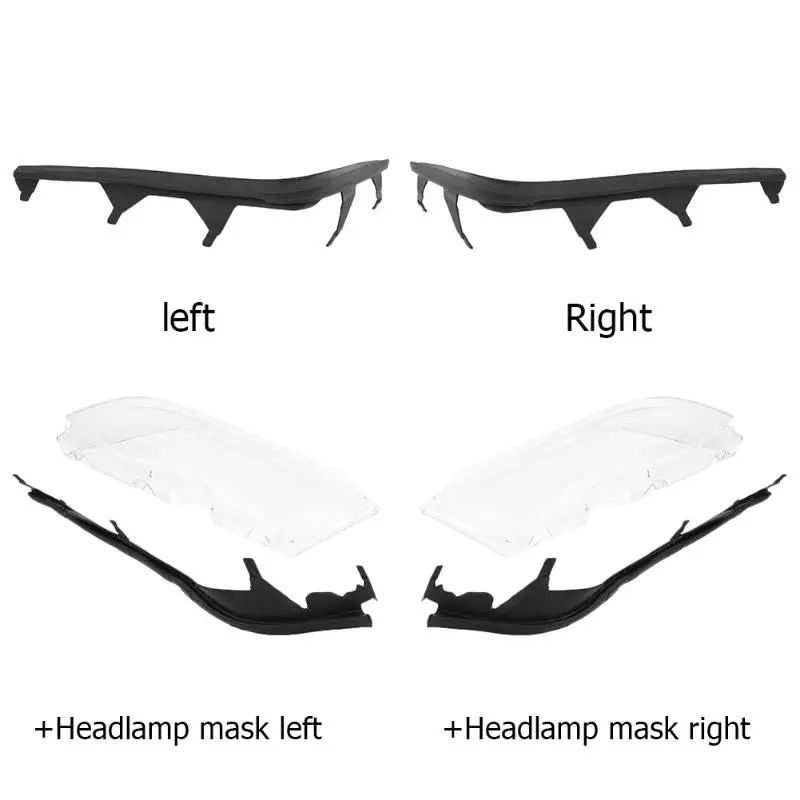 

Headlight Lens with Cover Strip Lamp Headlight Mask Headlights Shell for BMW E46 4 Door 2002-2005 Replacement Parts