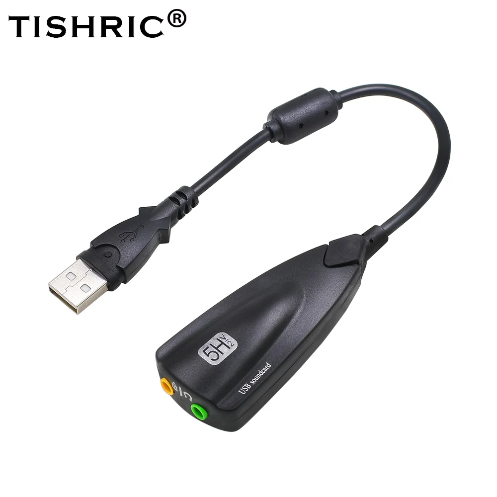 THSRIC USB звуковая карта 7,1 микрофон адаптер для наушников 5HV2 USB в 3D динамик Внешняя usb Звуковая карта для ноутбука компьютера ПК - Цвет: Black