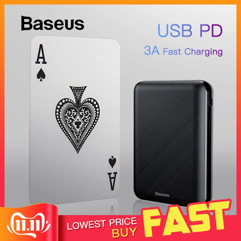 Billig Baseus Mini 10000mAh Power Bank für iPhone USB Typ C PD Schnelle Aufladen Power für 2019 iPhone 11 pro Max Externe Batterie