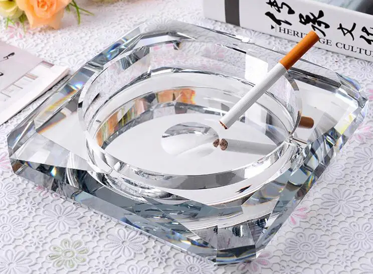 15 см Квадратная Пепельница Хрустальная пепельница рекламный подарок для стимуляции продаж - Цвет: silver