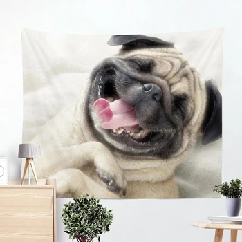 

3D Creative Cool Cats Series Pattern Polyester Tapestry pug Animal Printed Wall Hanging Gobelin Living Room Home Decoration