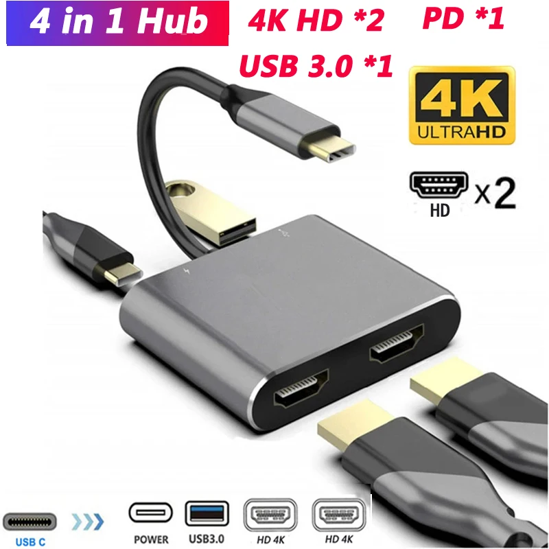 Usb Type C Hub To Dual Monitor Laptop 