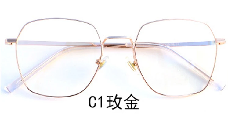 C1 ROSE GOLD Ретро круглые очки в литературном стиле BSX7055, оправа для очков, металлические большие очки, повседневная одежда, декоративная оптика - Цвет оправы: C1 ROSE GOLD