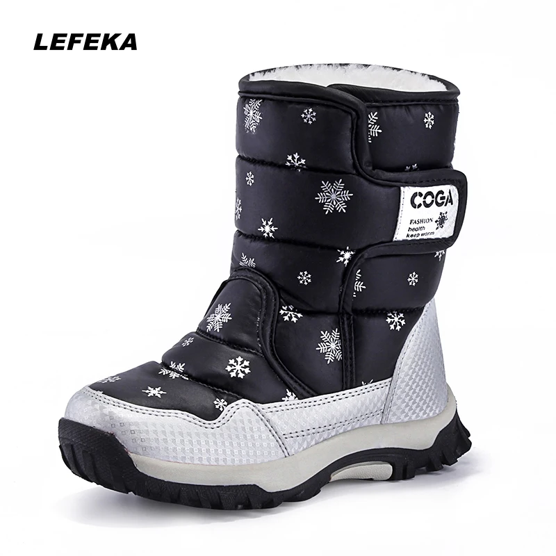 LEFEKA/детская обувь; детские ботинки до лодыжки;-30 градусов; русские зимние плюшевые теплые уличные водонепроницаемые детские кроссовки для мальчиков и девочек