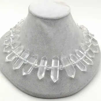 

19'' Clear Point Stone Healing Crystal Necklace For women