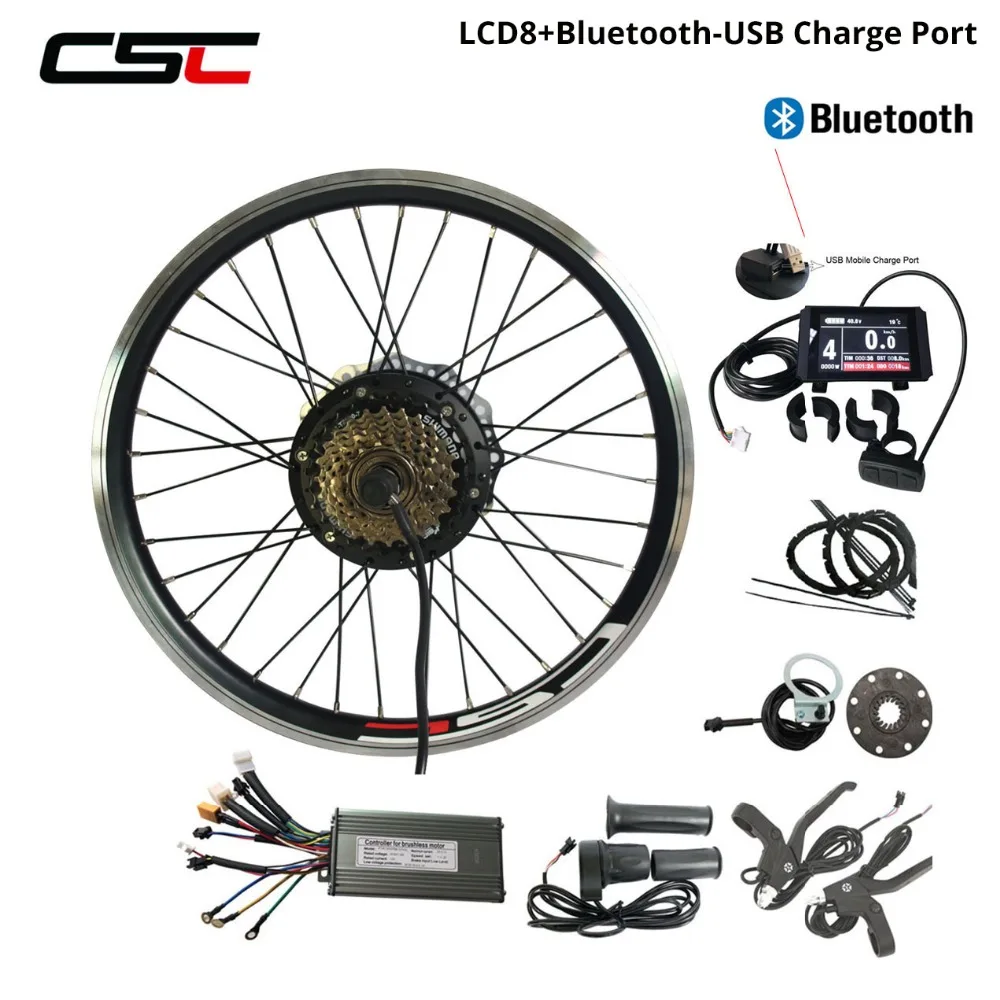 Excellent eBIKE Electric Bicycle Conversion Kit 20-29 inch 48V 1000W 1500W 36V 250W 500W Front Rear Wheel Motor 7 Speeed Gear Disc Brake 12