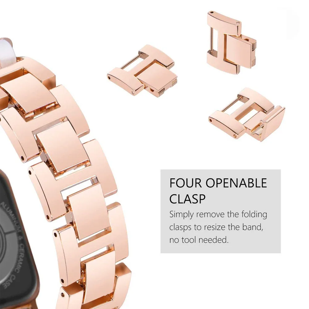 Elegant Leather Chain Metal Watchband