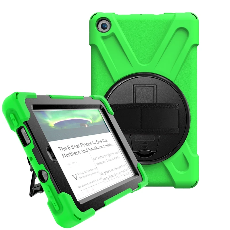 green С ремешком/Aiguillette противоударный чехол для Amazon Fire HD 10 HD10 чехол s силиконовый PC Стенд детский чехол для планшета - Цвет: green